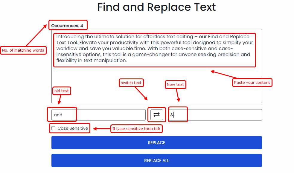 Find and Replace Text Tool